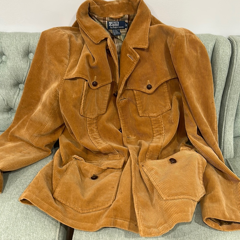 Polo XXL men”s corduroy pea coat small stain in back